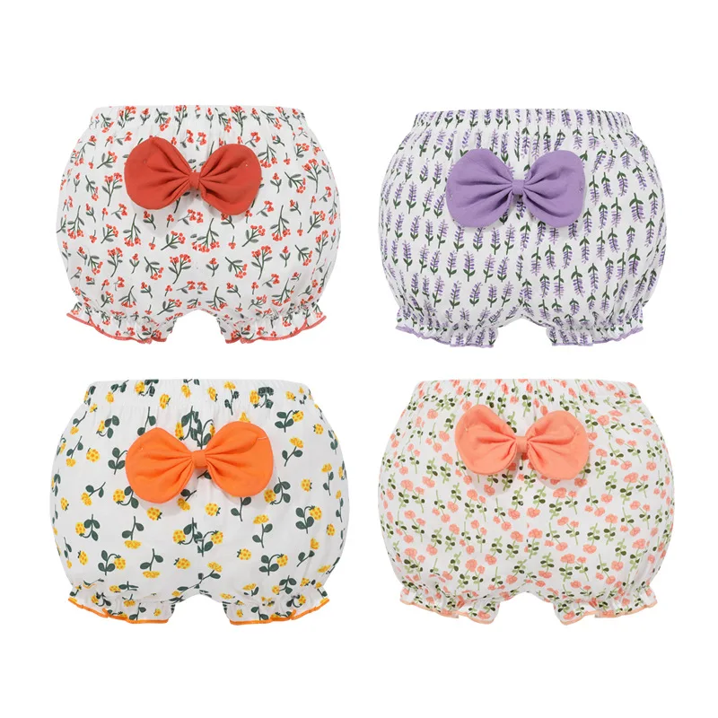Girl Baby Shorts Cotton Kids Infant Fashion Stripe Bow Panties For 6-24 Months Children High-Quality Falbala Underpants Gift