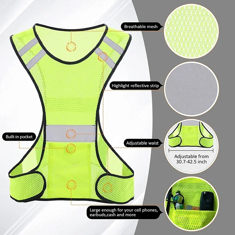 Cycling Reflective Vest High Visibility Safe Jacket For Night Riding Running Jogging Motorcycle Outdoor Sports Waistcoat
