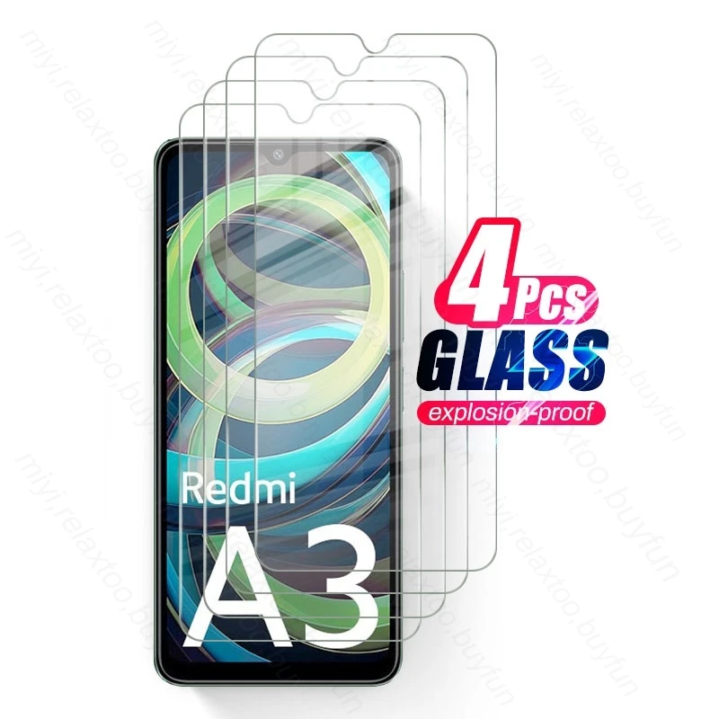 

Закаленное стекло 9H с полным покрытием, 4 шт., Защита экрана для Xiaomi Redmi A3, RedmiA3, A 3 A-3 3A, 4G, 2024, 23129RN51X, 6,71 дюйма, пленка для телефона