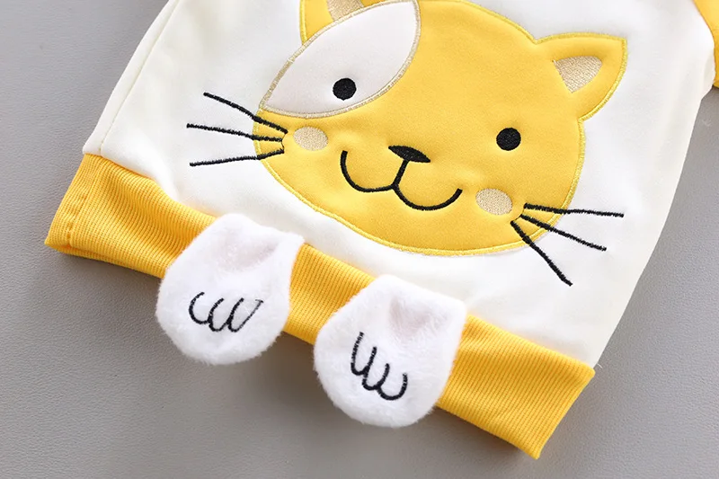 Baby Boy Clothing Girl Clothes Gold Velvet Warm Clothes Bear Cartoon Printing Plus Velvet Thick Sweater Hooded Vest Jacket 3pcs baby clothing set long sleeve	