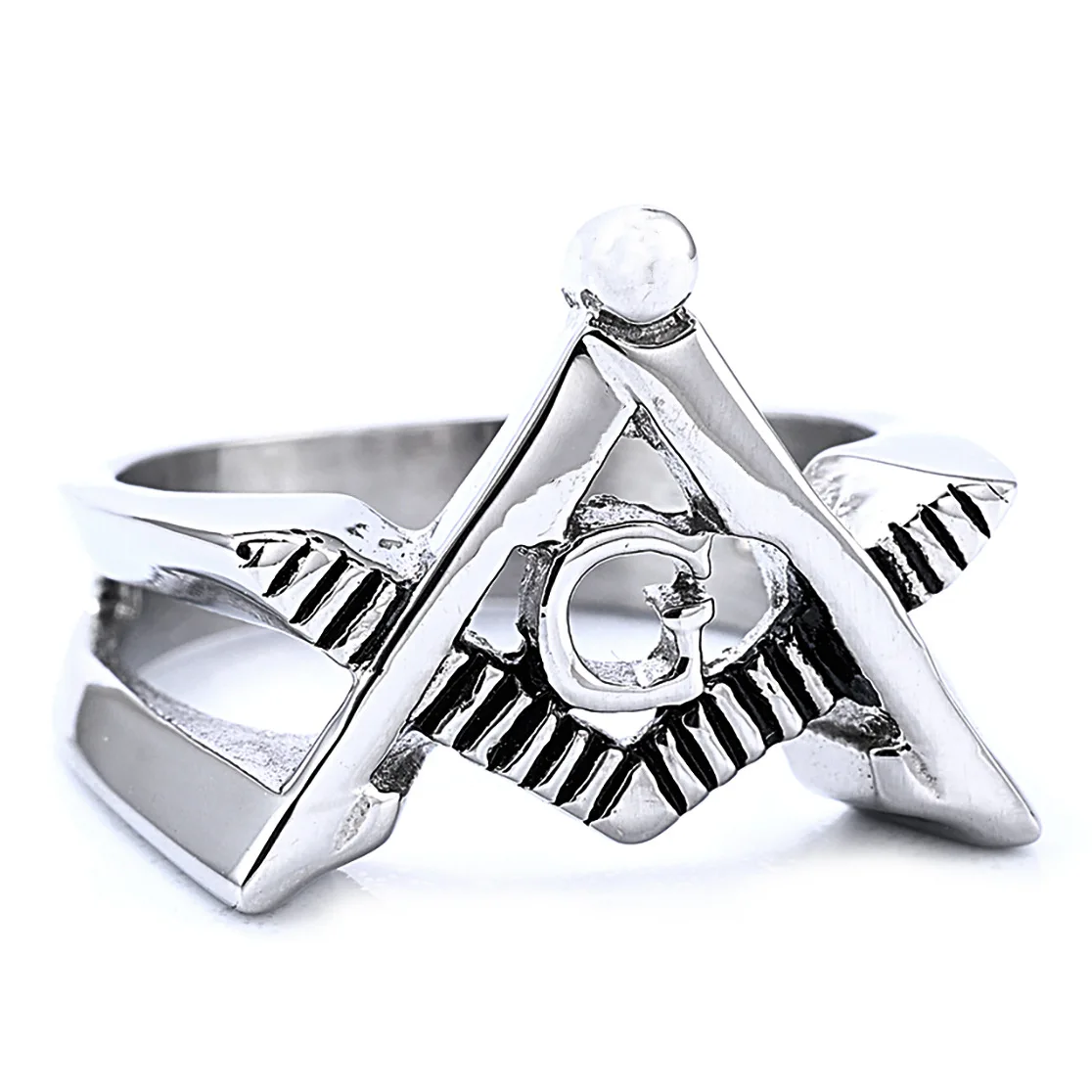 

Cheap Custom Simple freemason symbol stainless steel metal antique silver masonic men rings