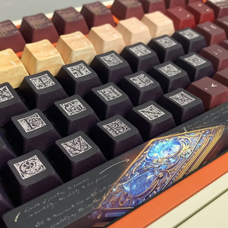 

Тематические колпачки для клавиш с рисунком Мистик-Гримуар, 140 клавиш PBT, пятисторонняя термосублимационная колпачок для клавиатуры с вишневым профилем, аксессуары для механических клавиатур