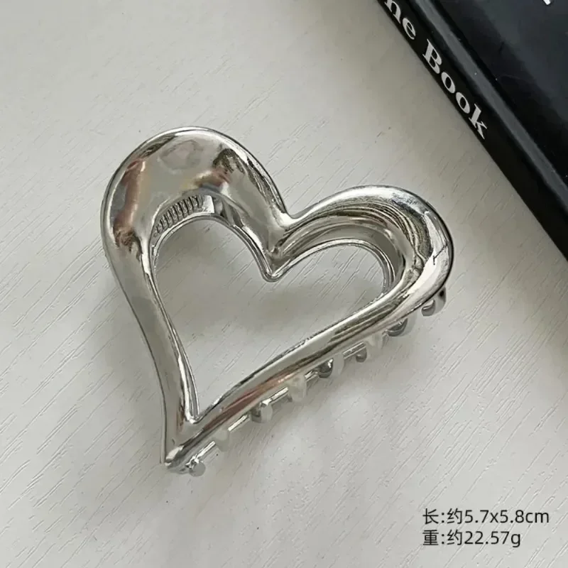 Metall Goldene Silbrig Herz Liebe Haar Klaue Clips Mittlere Größe Y2k Haar Styling Zubehör Fangen Krabben Klemme Frauen Mädchen Kopfbedeckungen – Detail 7