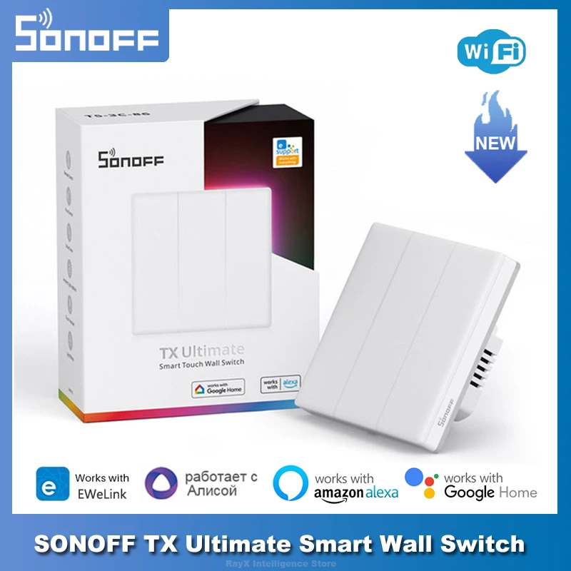 Sonoff Tx Ultimate Smart Wall Switch Full Touch Access Led Light Edge Telecomando Ewelink Multi-Sensoriale Tramite Alexa Google Home