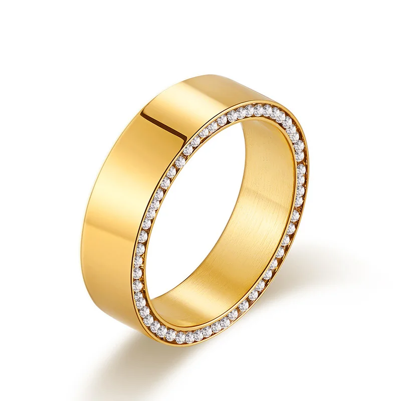 

Korean Fashion Ins Simple Phnom Penh Diamond Rings 6mm Wide simple Ring for Women's Jewelry Gift