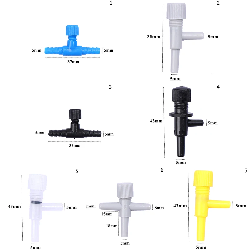 

5pcs Tank Volume Control Oxygen Valve Aquarium Air Regulator Flow Tube Pipe