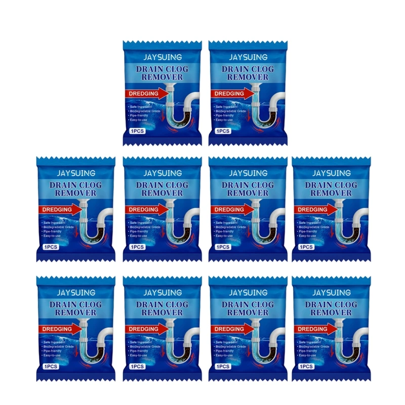 Sink Drain Powder 10pc Effective Efficient Drain Unblockers for Kitchen Bathroom Laundry
