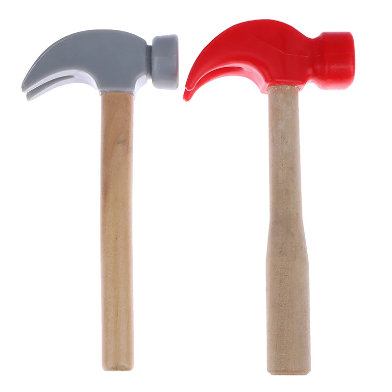 Children's simulation hammer wooden handle solid hammer toy beat repair tool mini wooden solid PP plastic super strong kids repair toys plastic construction toys kids construction toys kids pretend play set kids educational toys home repair toys model assembly tools
