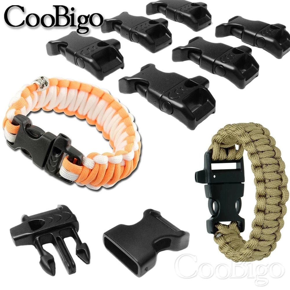 Plastic Whistle Buckles Paracord Bracelet Clasp Side Release Fastener 10pcs Outdoor Camp Backpack Emergency Survival Accessories paracord accessories,paracord bracelet accessories,plastic side release buckles,side release buckles