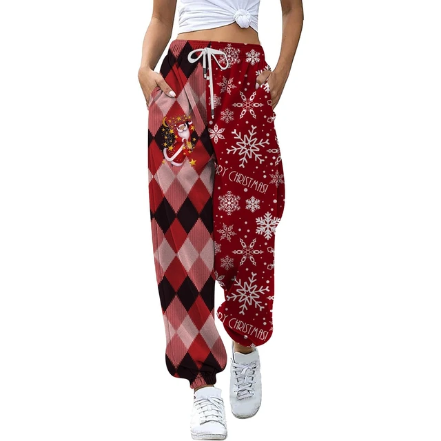 2023 Christmas Print Women's Pants Casual Sweatpants Pockets High Waist  Sporty Gym Athletic Fit Jogging Pants Long Y2K Trousers - AliExpress