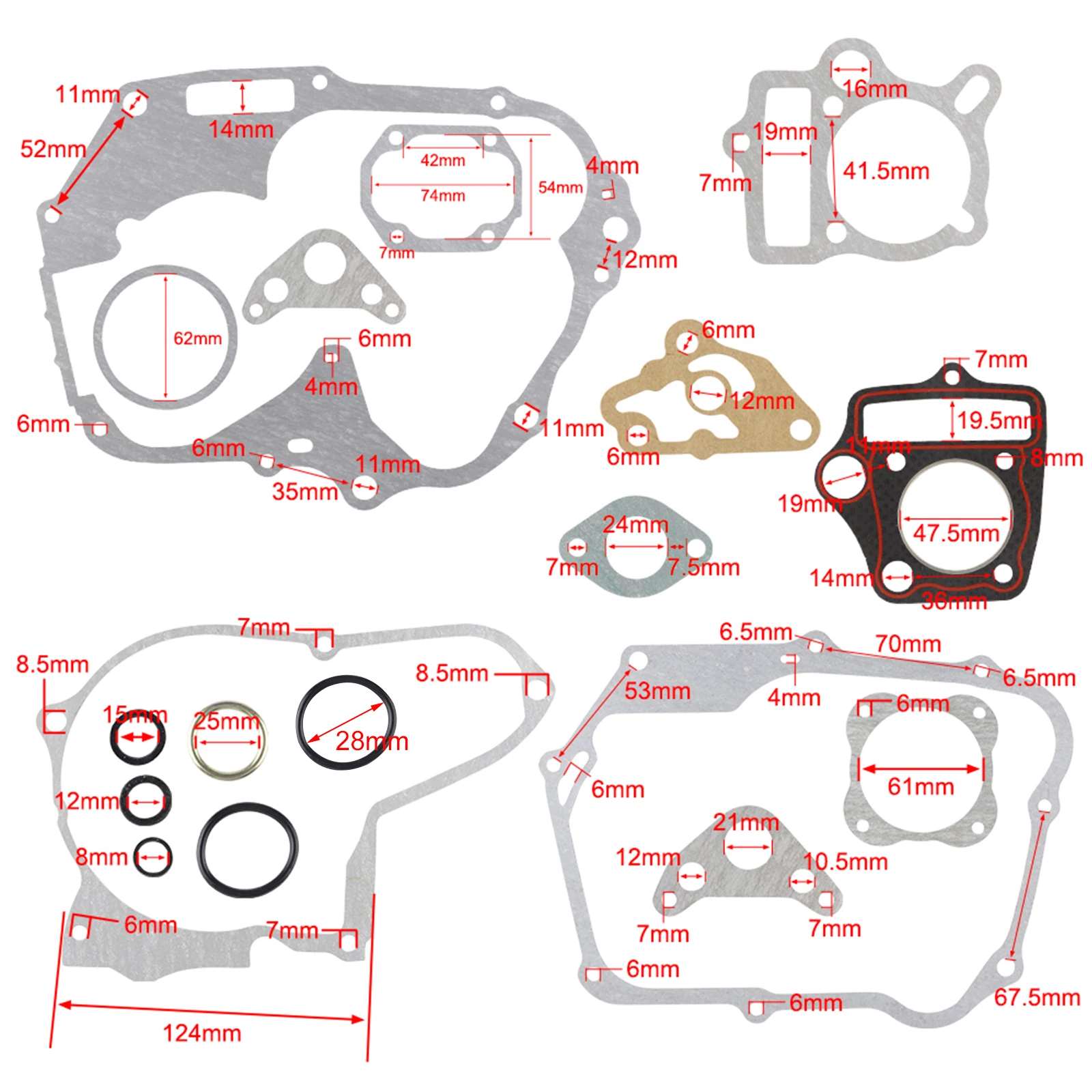 Engine Crankcase Cylinder Piston Gasket Set 50CC 70CC 90CC 110CC 125CC For Honda Chinese Dirt Pit Bike Quad Buggy ATV Go Kart