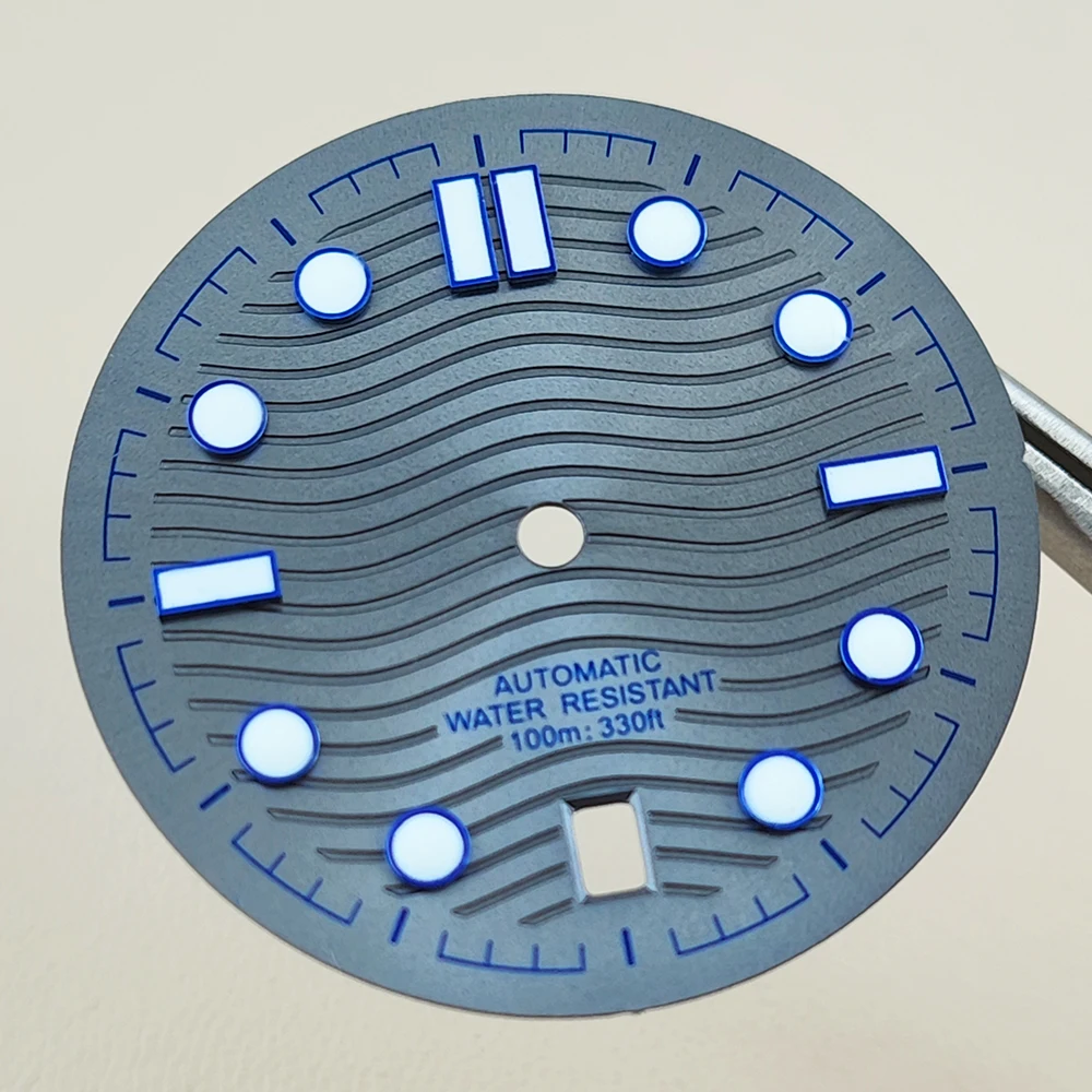 31.7mm dial NH35 dial black white blue green watch accessories customizable suitable for 6-point NH35 movement