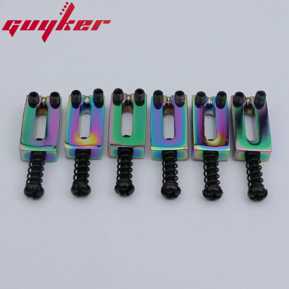 6PCSRainbowColorBrassBridgeSaddles104MMForElectricGuitar
