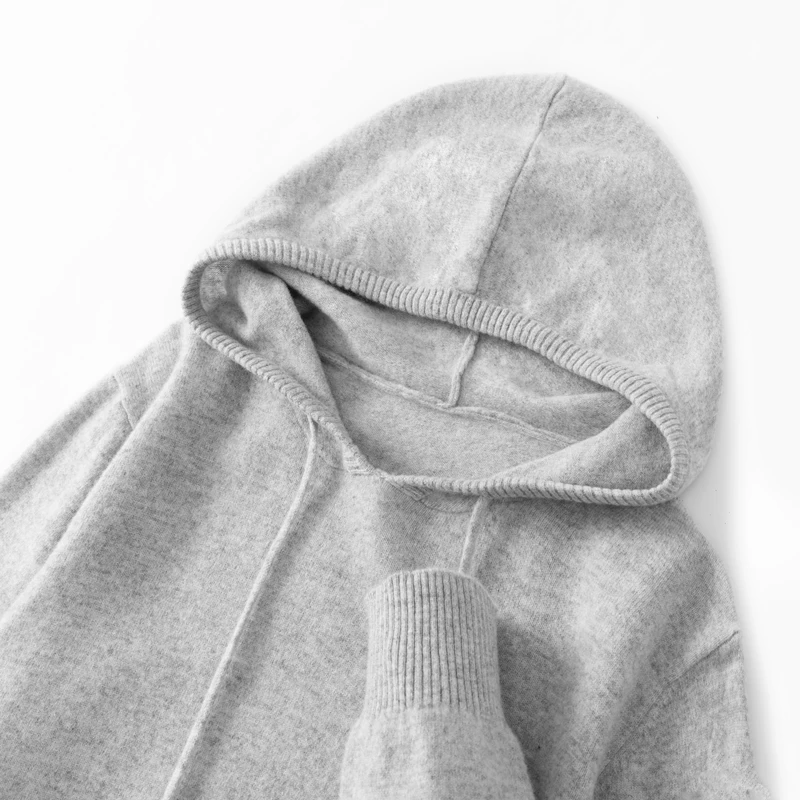 Autumn Winter Men's 100% Merino Wool Sweater Men Hoodied Collar Pullover Loose Large Size Business Knitwear Casual Cashmere Tops 3