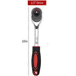 Professional Heavy Duty Quick-Release Ratchet Handle, Premium Chrome Vanadium Steel Construction (1-2)