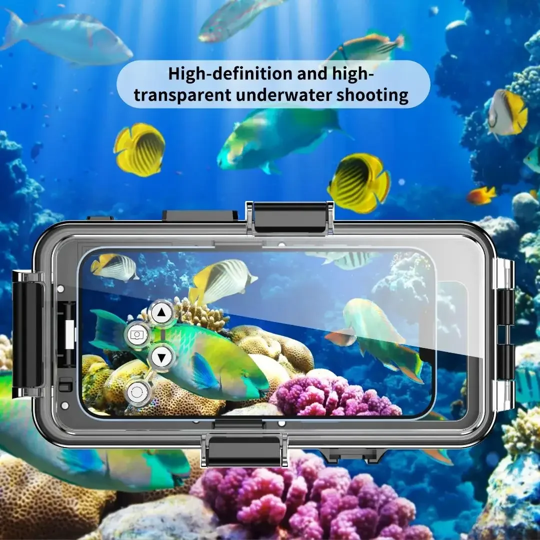 Funda de buceo para iPhone, cubierta profesional de 30M, resistente al agua IPX8, al aire libre para natación, 13 Pro MAX, 12, 11, 14 Plus