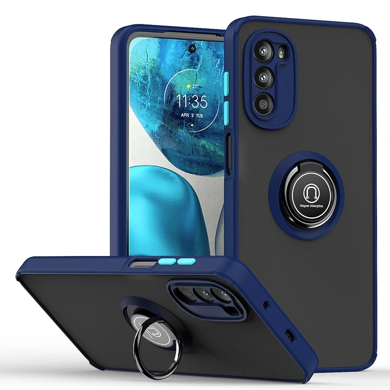 Versatile Silicone Ring Holder Phone Case - Durable Hard PC Cover with Built-In Stand