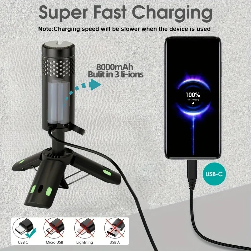 مصباح تخييم تلسكوبي قابل لإعادة الشحن ، فانوس صيد...