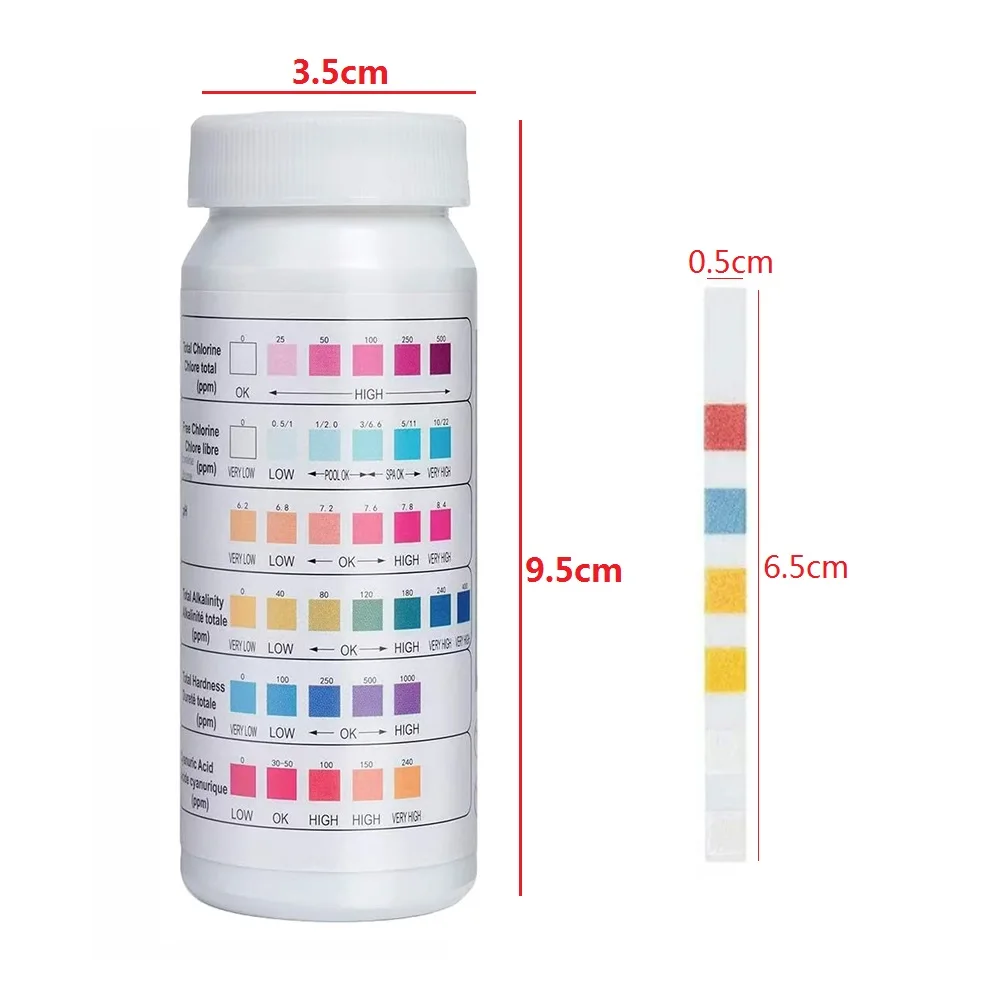 6 in 1 Professional 6.2-8.4ph Paper Ph Test Strips 50 Strips Water Soil Acidity Swimming Pool Alkalinity Hardness Test Tool ph indicator test strips