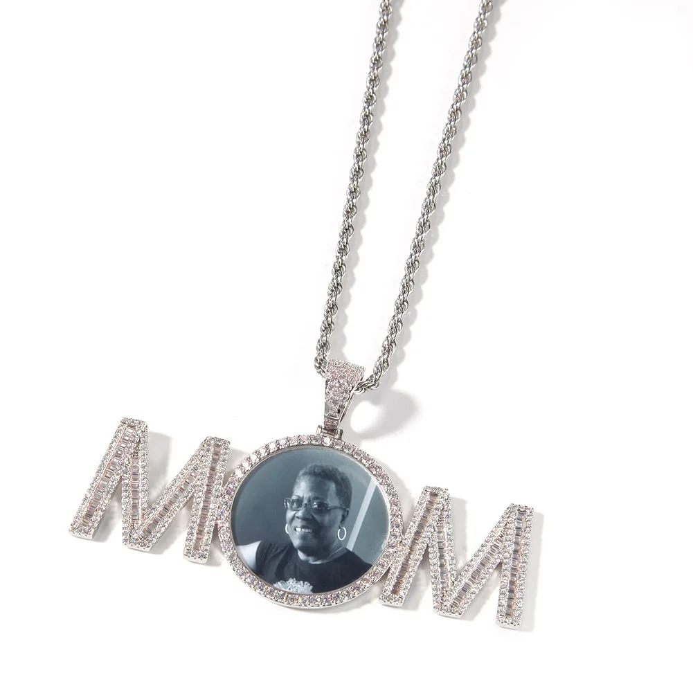 Hipster Photo Frame Pendant Fashion Hip-Hop Letter Stitching Round Private Custom  Necklace.