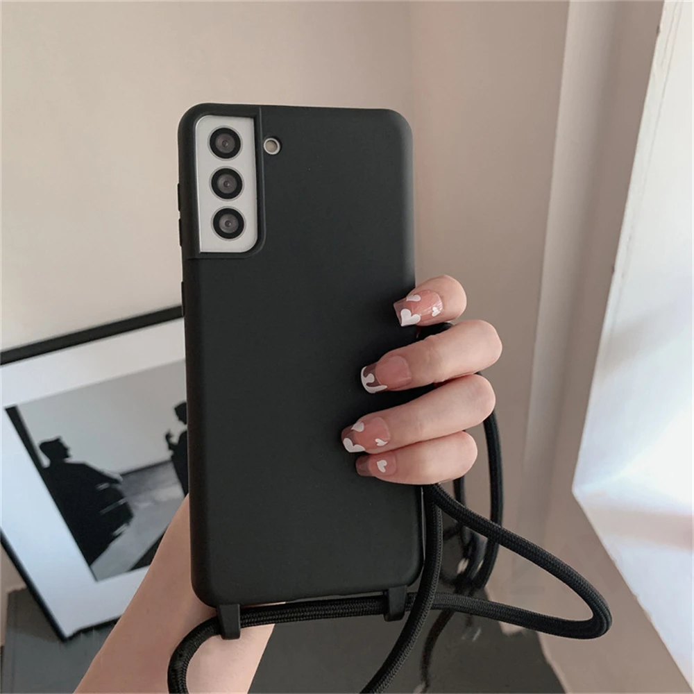 Soft Silicone Lanyard Cord Strap Phone Case with Rope Cover