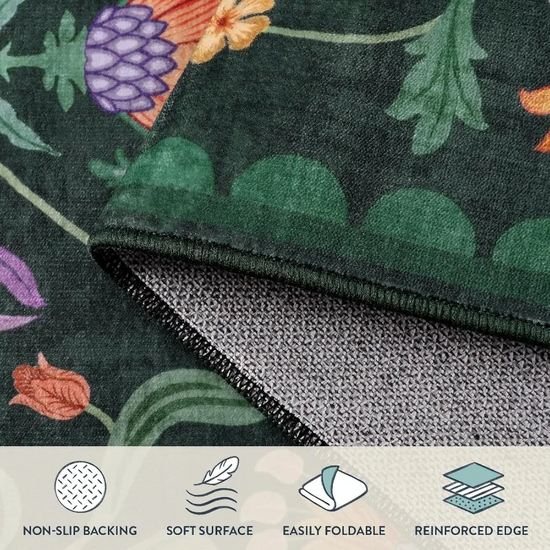 Retro Floral Living Room Carpet Large Area Luxury Plant Bedroom Plush Rug Machine Washable Non-slip Coffee Table Mat Ковер Tapis