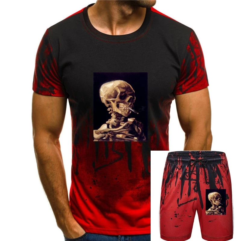 

Vincent Van Gogh Skull Smoking Famous Impressionist Art T Shirt O-neck Fashion Casual High Quality Print T Shirt