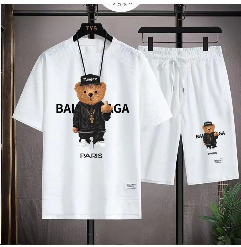 Spring and summer sports fashion jogging fitness men\'s sets top Short sleeve oversized T-shirt + casual shorts men\'s clothing