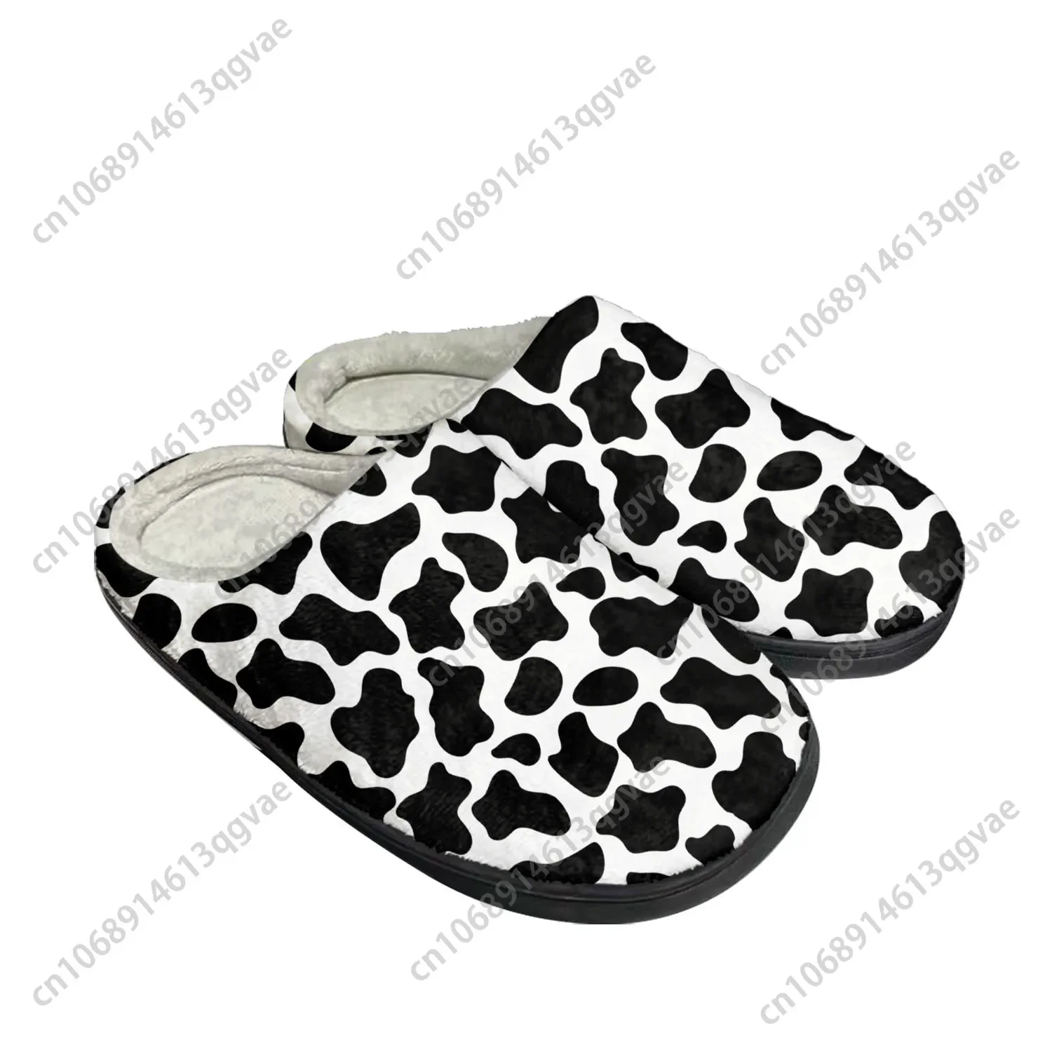 Cow Print 3D Pattern Home Cotton Custom Slippers Mens Womens Sandals Black White Printed Plush Bedroom Shoes Thermal Slipper