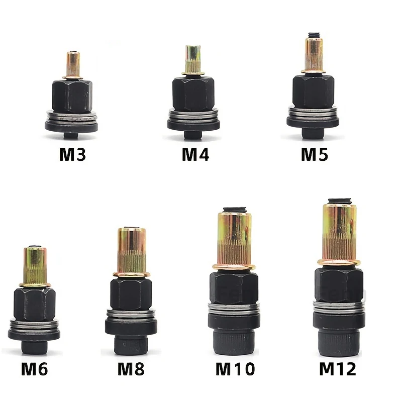 Adaptateur d'outils d'écrou de Rivet M3 M4 M5 M6 M8 M10 M12, tête d'écrou de Rivet électrique manuel, plaque d'immatriculation en métal, Installation Simple, 7 pièces