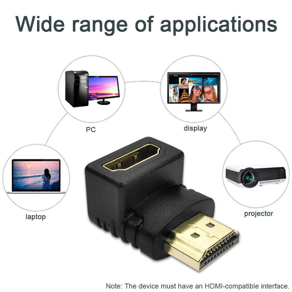HDMI-Compatible Adapter 90 270 Degree Right Angle Male to Female Converter 8K HD Connector Mini / Micro HDMI-compatible Extender