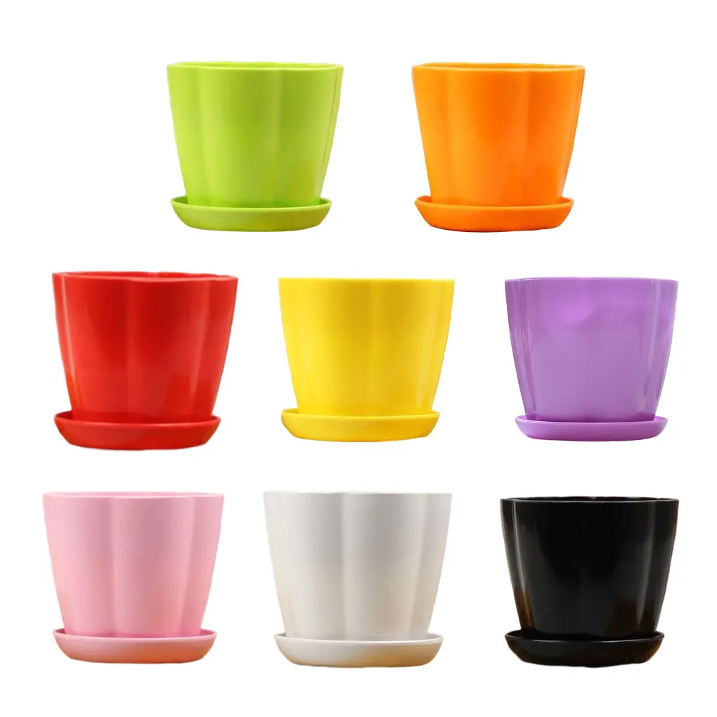 

Plastic Flower Pot Desktop Tabletop Garden Succulent Planter Pink
