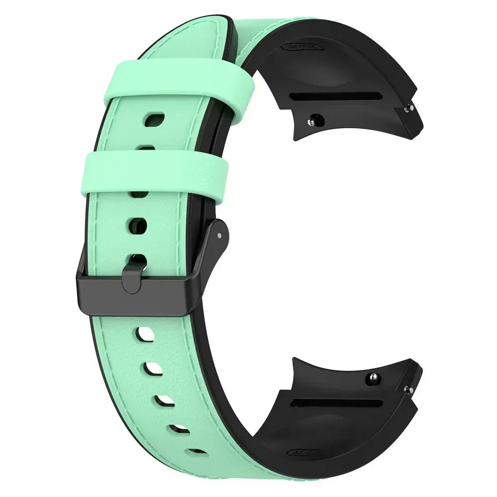 Dual-Material Silicone & Leather Watch Strap - Premium Replacement Band