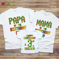 Birthday Party Shirt Family Matching Clothes Building Blocks Gaming TShirt Custom Name Dad Son T Shirt Baby Kids Name T Shirts 1