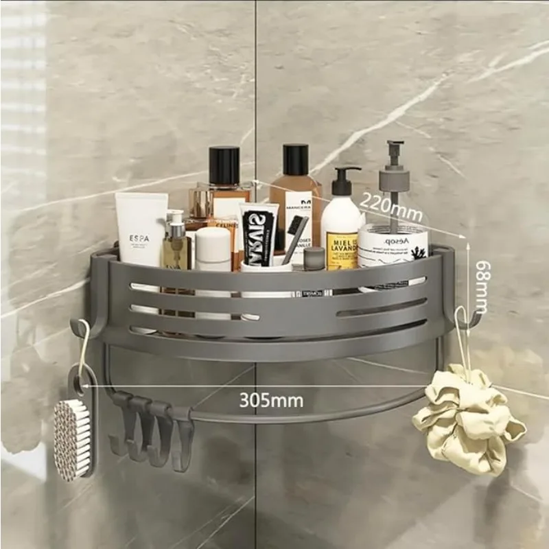 Corner Shower Caddy Adhesive Drilling Installation Options Upgraded Rustproof Alumminum Spacious Bathroom Organizer Matt Black 4