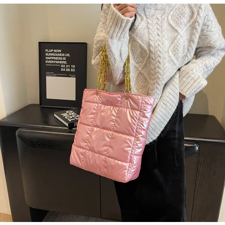 Borsa a spalla trapuntata donna elegante borsa tote puffer_voghion.com