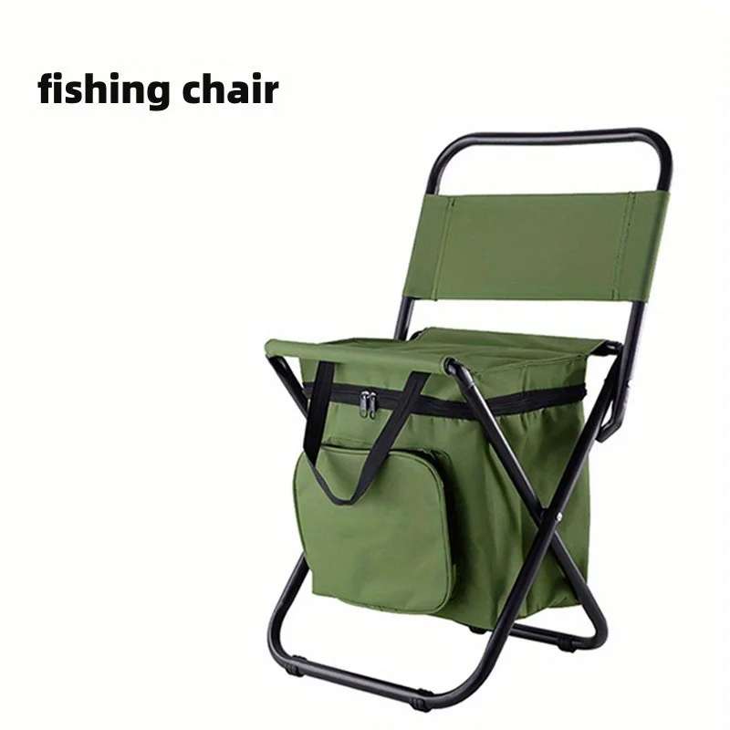 Outdoor Foldable Portable fishing chair Beach Chair, Ice bag chair Back Chair, As Outdoor Fishing with cooler Storage Bag