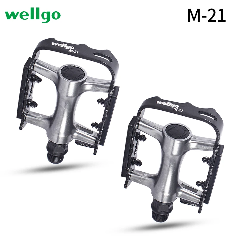 WELLGO Mountain Bike Bearing pedals M-21 MTB Pedal Aluminum alloy Bicycle Anti-skid Treadle Accessories Parts