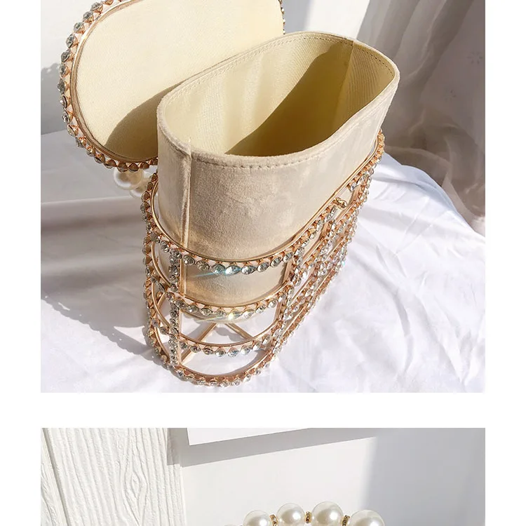 Kavi - Diamond & Pearl Metallic Cage Clutch detail 9