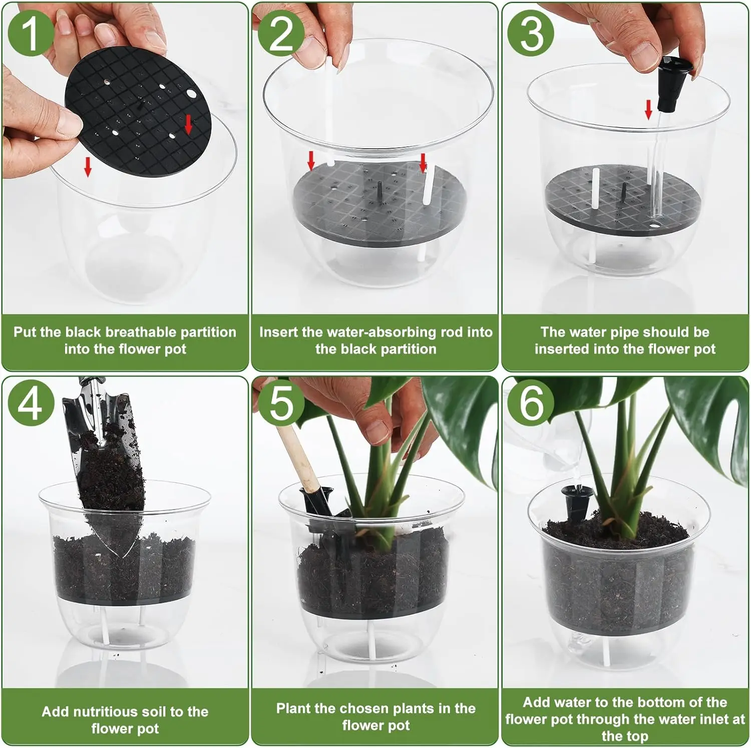 Self-Watering Indoor Planter for Seedlings and Flowers - Automatic Water Absorbing Garden Pot