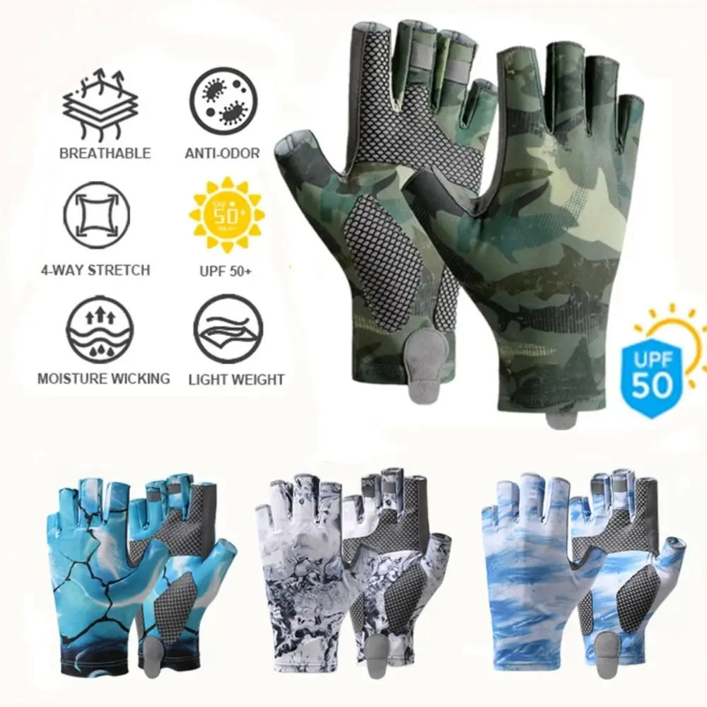 Professionella halkfria ventilerande fingerlösa sporthandskar_voghion.com