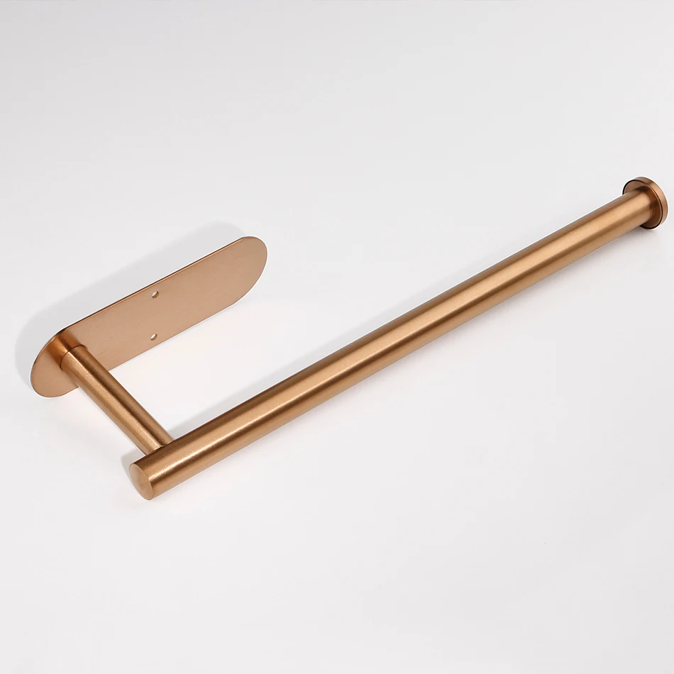 Paper Holder Rose Gold Adhesive 304 Stainless Steel Punching-free Toilet Paper Roll Shelf Kitchen Bathroom Tissue Hanging