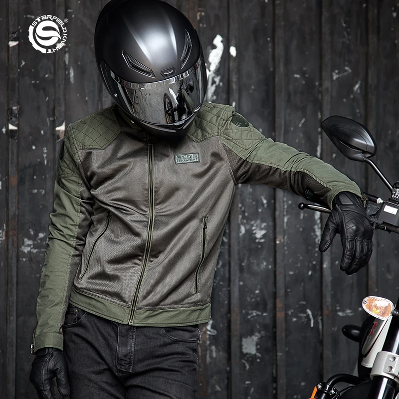 여름용 오토바이 사이클링 재킷 메쉬 남성용 라이딩 의류 통기성 보호 장비 액세서리 포함
