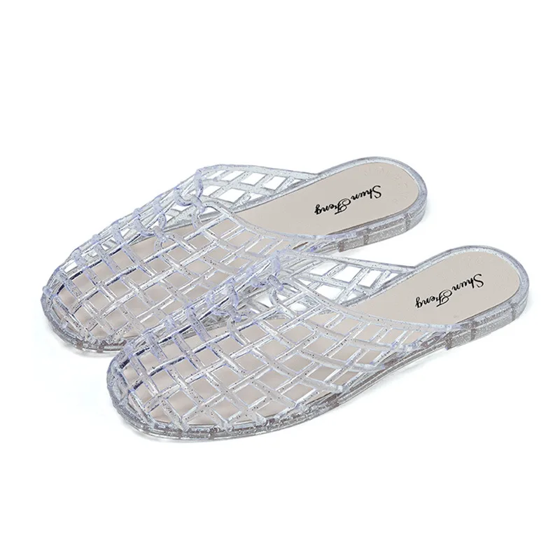Women's slippers summer breathable women's cool sandals summer sparkling flat hollow out versatile hooded cool sandals for women 6