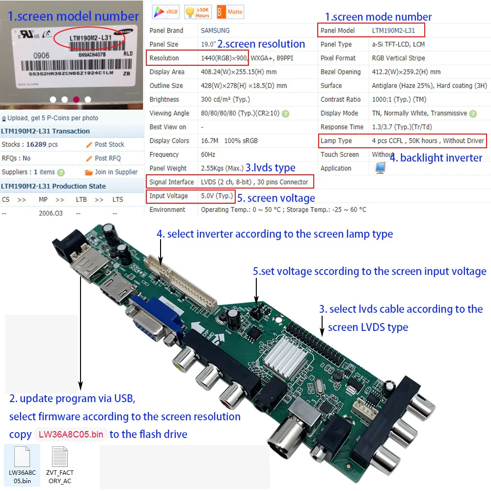 Placa de Controlador Lcd Universal tv Digital Inversor Ccfl 30p 2ch Kit Lvds de Bits Dvb-t2 t c Zs.63w.a8r00 Pcs - Image 2