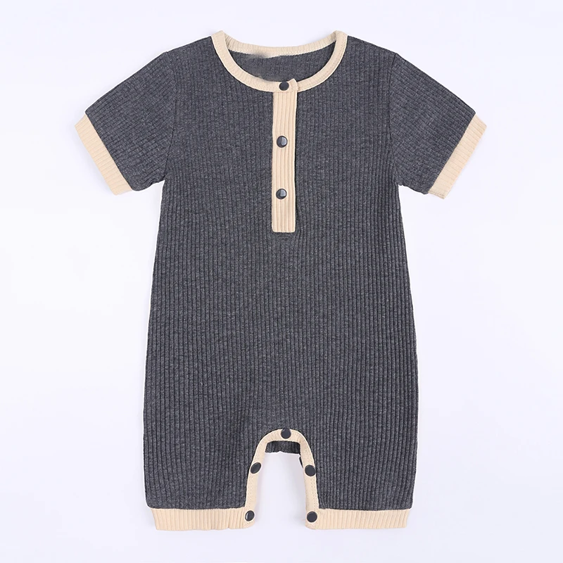

Baby Boy Girl Rompers Solid Unisex Short Sleeve Knitted Jumpsuits Infants Clothes Outfits For Children Clothes