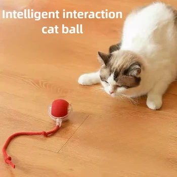 Cat Interactive Ball Toy, Automatic Rolling Ball with Tail, Rechargeable Smart Pet Interactive Toy, Intelligent Mouse for Cat