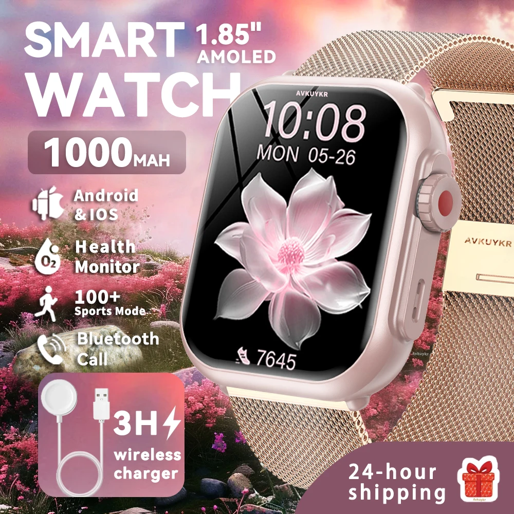 2025 Fashion Women Watch Ultra2 SE Smart Watches 1000mAh 1.85"AMOLED Full Touch Screen BT Call Smartwatch For Android IOS Ladies