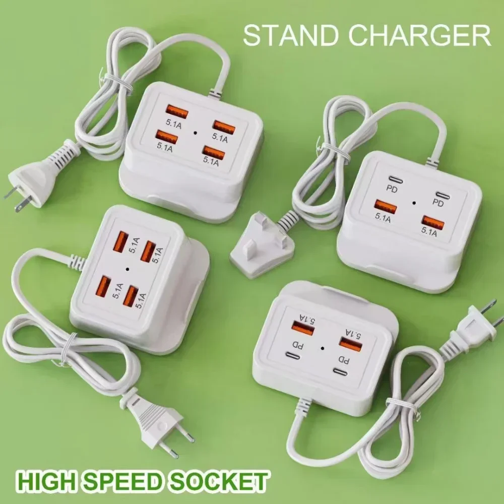 Muti 4 Ports USB Charger 5.1A PD Type C Fast Charging EU US Plug For iPhone 15 Samsung Xiaomi Phone Quick Power Wall Adapter 4 Muti 4 Ports USB Charger 5.1A PD Type C Fast Charging EU US Plug For iPhone 15 Samsung Xiaomi Phone Quick Power Wall Adapter – Bild 4