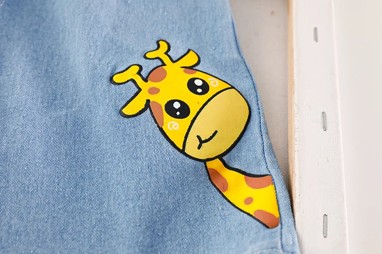 baby clothing set essentials Children's summer suit new children's short sleeved top + denim shorts two-piece boys and girls giraffe printed T-shirt baby girl cotton clothing set